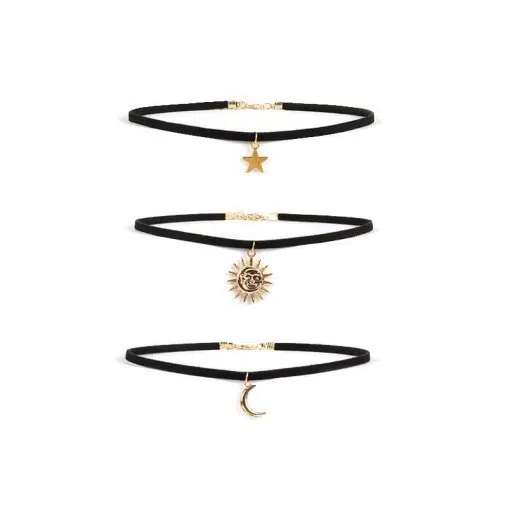 Gouden Bedel Choker Ketting Set Van 3 Chokers