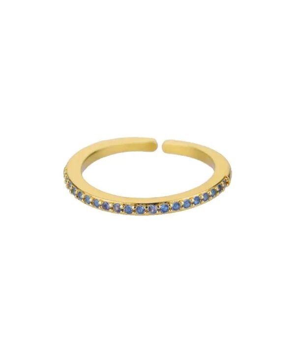gouden ring zirkonen lichtblauw