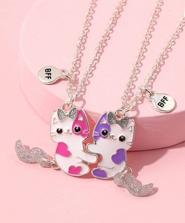 ketting katjes knuffelen roze violet lila neonroze staartjes bff
